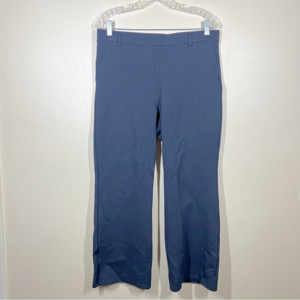Quince Womens navy blue pull on straight leg ponte pants size large stretch